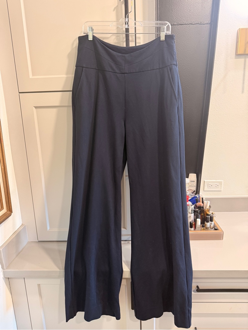 CAbi Navy Wide-Leg Ponte Trousers